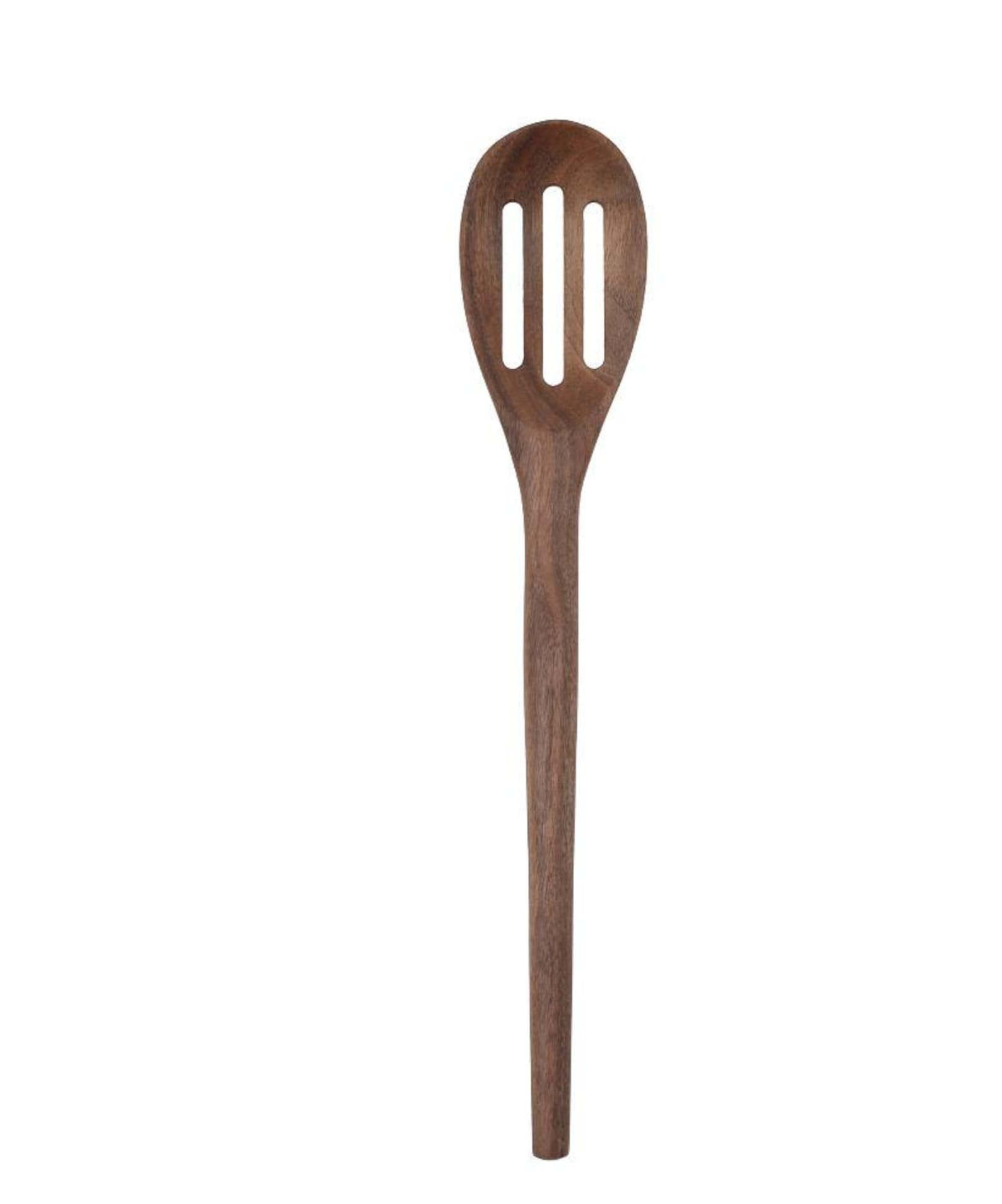 Walnut Wood Kitchen Utensil Set, Handcrafted Natural Cooking Tool, Nontoxic, Plastic-Free, Safe for Nonstick Cookware, Kitchen Wedding Gift - Slotted Spoon