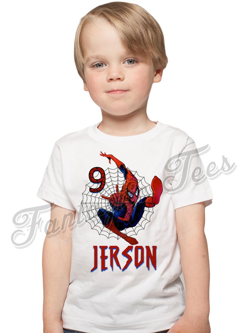 Spider-man Birthday Shirt Add Name & Age Spiderman Custom | Etsy