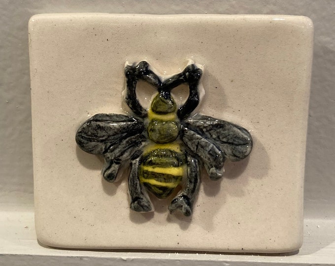 Bee Art Tile, Honey Bee Miniature Tile, Pottery Wall Hanging, Bee Wall ...