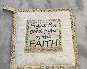 Pot Holders, Christian Pot Holder, Religious Pot Holders, Kitchen Potholders, Handmade Potholders, Quilted, Quilting Fabric, Hot pads