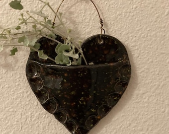 Heart Wall Pocket, Ceramic Planter, Handmade Hanging Wall Pocket, Wall Vase