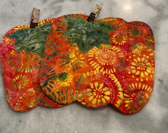 Pot Holders, Set of 2, Pumpkin Pot Holders, Kitchen Potholders, Handmade Potholders, Quilted Pot Holders, Oven Pads, Hot pads, Fall, Harvest