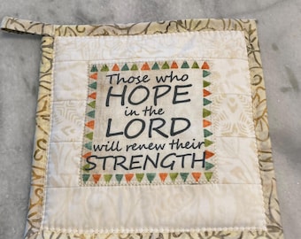 Pot Holders, Christian Pot Holder, Religious Pot Holders, Kitchen Potholders, Handmade Potholders, Quilted, Quilting Fabric, Hot pads