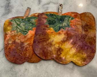 Pot Holders, Set of 2, Pumpkin Pot Holders, Kitchen Potholders, Handmade Potholders, Quilted Pot Holders, Oven Pads, Hot pads, Fall, Harvest