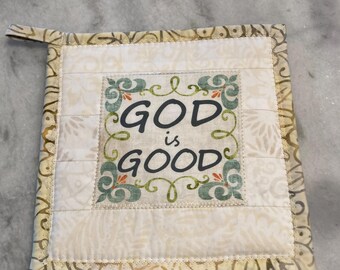 Pot Holders, Christian Pot Holder, Religious Pot Holders, Kitchen Potholders, Handmade Potholders, Quilted, Quilting Fabric, Hot pads