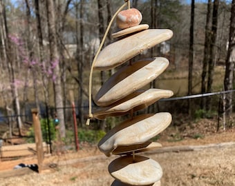 Wind Chime, Sand Dollar Glaze Wind Chimes, Pottery Wind Chime, Unique Wind Chime, Handmade, Ceramic Clay Yard Art