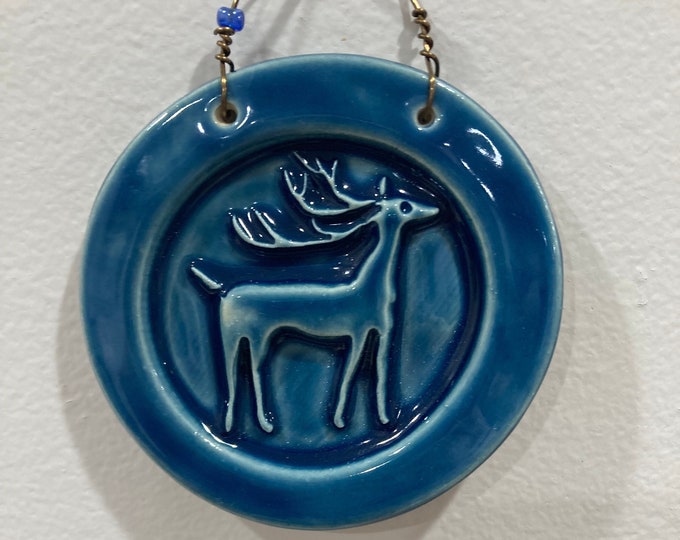 Deer Ornament, Ceramic Wall Tile, Ceramic Art Tile, Kitchen Tile