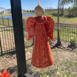 Angel Wind Chime, Angel Wind Chimes, Pottery Wind Chime, Unique Wind Chime, Handmade, Yard Art, Angel Bell, Angel Bells, Garden Angel