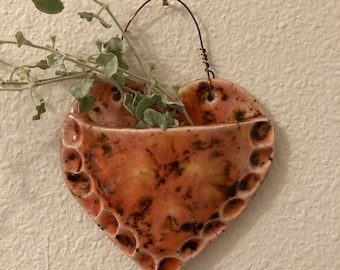 Heart Wall Pocket, Ceramic Planter, Handmade Hanging Wall Pocket, Wall Vase