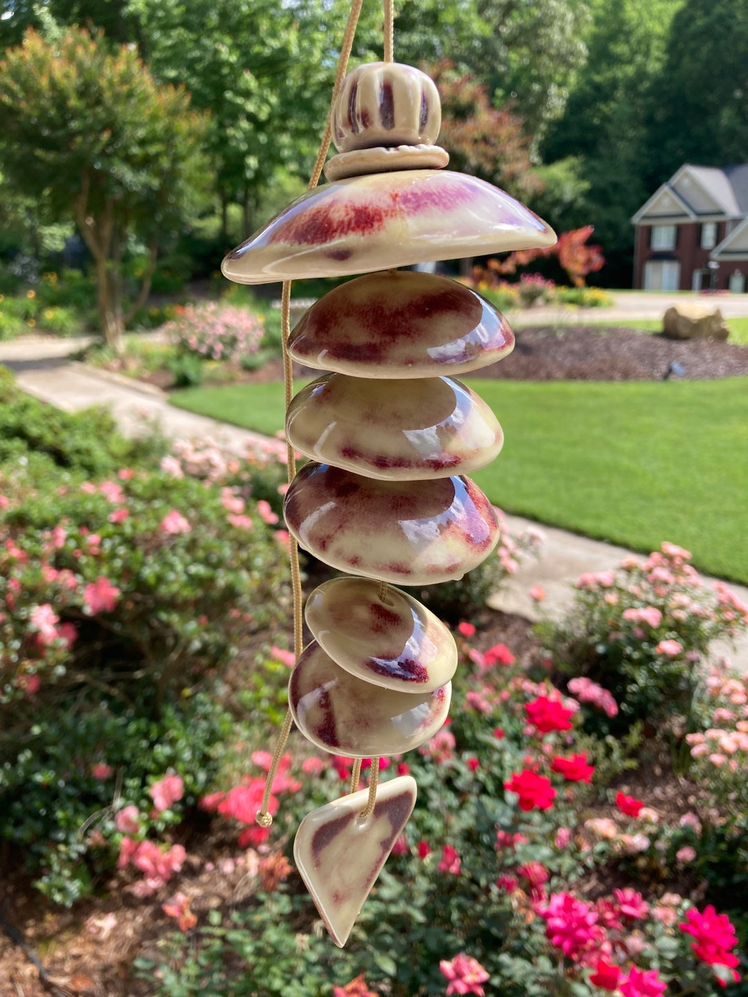 Wind Chime Wine and Cream Ceramic Wind Chimes Pottery Wind Etsy