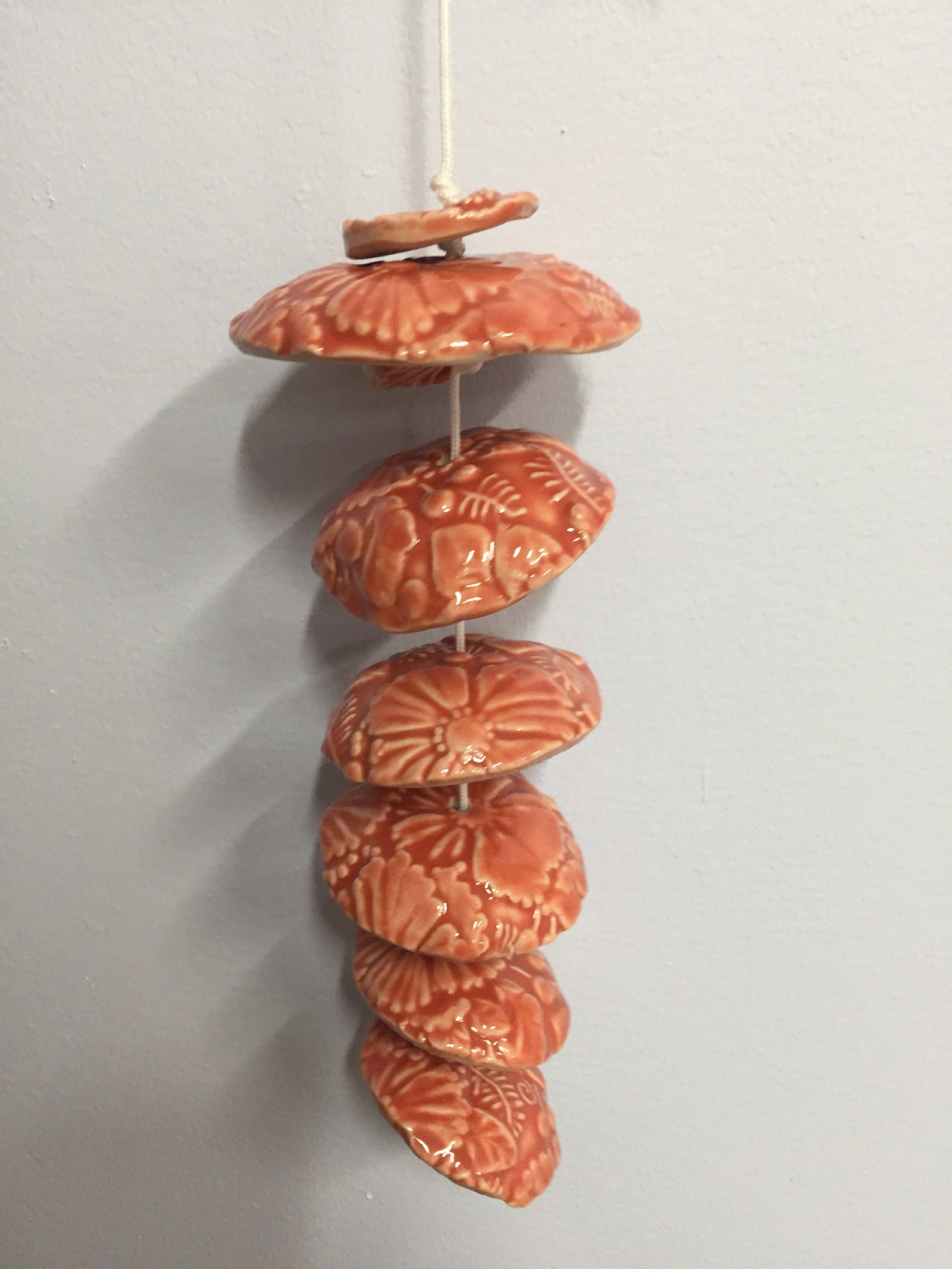 Wind Chime Coral With Flowers Wind Chime Ceramic Wind Etsy