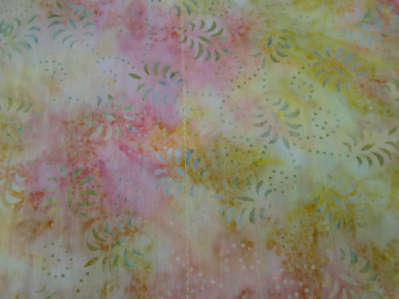Yellow Pink Orange Coral Strawberry Pink Green Batik Fabric Set of 6 Quilted Cloth Placemats Reversible Placemats Table Placemats