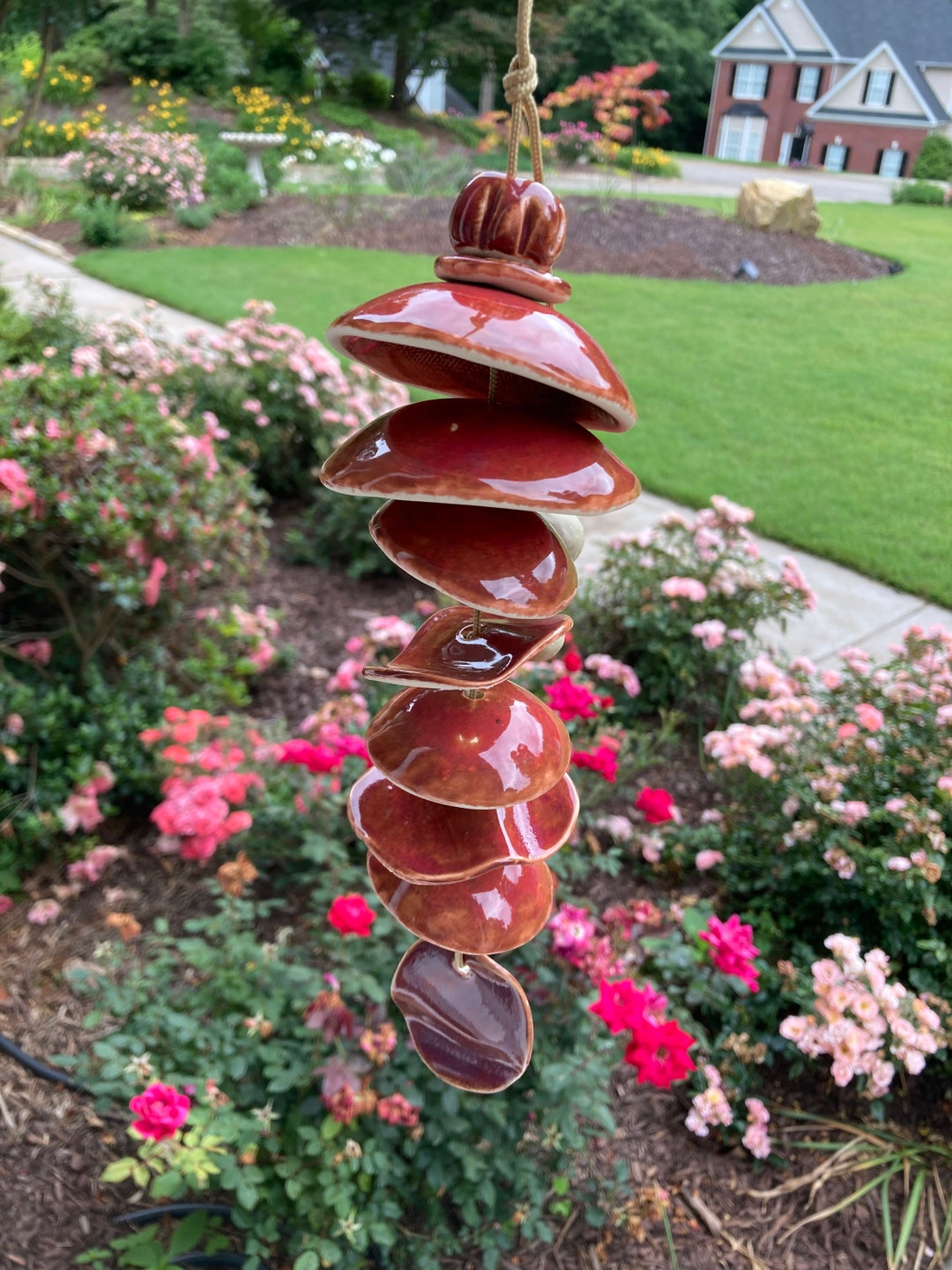 Wind Chime, Plum Wine Ceramic Wind Chimes, Pottery Wind Chime, Unique