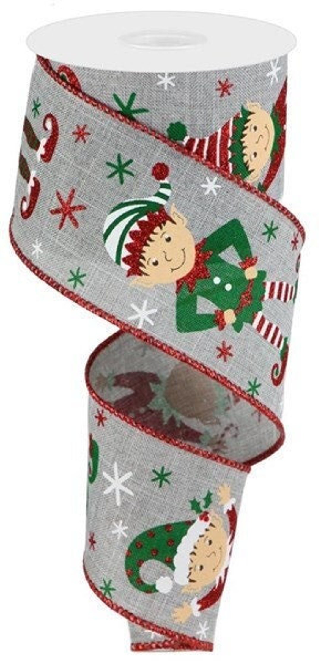 Elf Ribbon, 2.5 Wired Ribbon, Christmas Elves, Holiday Ribbon, Wreath ...