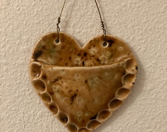 Heart Wall Pocket, Ceramic Planter, Handmade Hanging Wall Pocket, Wall Vase