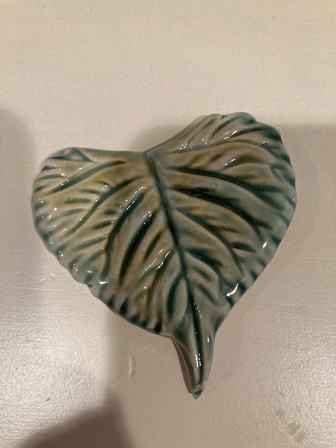 Ceramic Pumpkin Leaf Green and Gold Leaf Ceramic Pumpkin Etsy