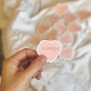 Coffee > U Sticker // Candy Hearts / Conversación / Dye Cut / Water Bottle / Valentines Day / Cute / Sheet / Funny /