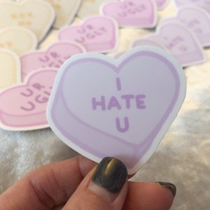 I Hate U Candy Herz Sticker || Wasserflasche Sticker | Süße Sticker | Geschenk für | Laptop Sticker | MacBook Sticker | Wassermann Aufkleber