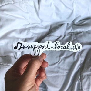 Admite etiqueta de música local // Etiqueta de botella de agua / Etiqueta linda / Regalo para / Etiqueta de computadora portátil / Etiqueta de MacBook / Etiqueta de Hydro Flask
