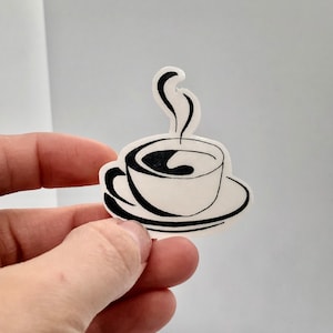 Etiqueta engomada de Yin y Yang de café // Etiqueta de botella de agua / Etiqueta linda / Regalo para / Etiqueta de computadora portátil / Etiqueta de MacBook / Etiqueta de hidrofrasco