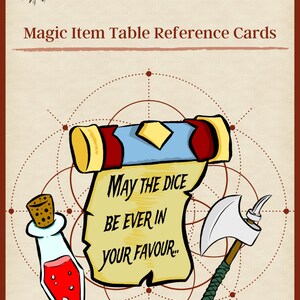 5E Cartes de référence du tableau des objets magiques
