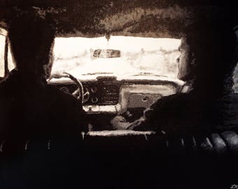 Supernatural: Black & White Backseat (PRINT)