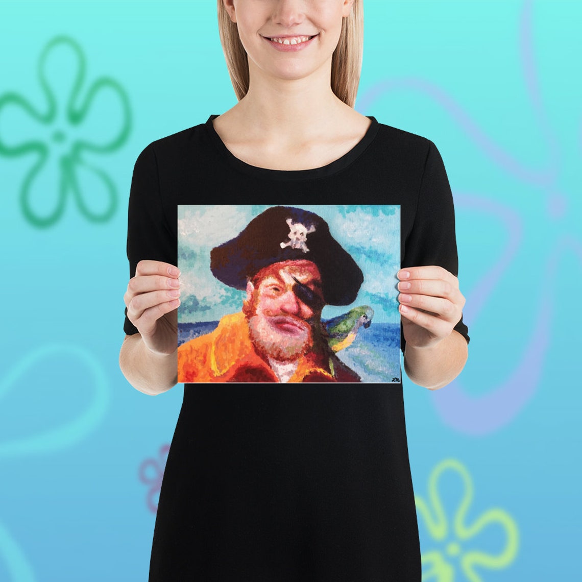 Spongebob Squarepants Pirate Painting PRINT | Etsy