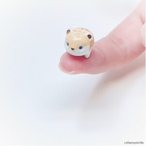 small porcelain hamster animal jewelry with 22k gold detail tiny dwarf hamster one of kind gift for pet owner Ceramic hamster necklace