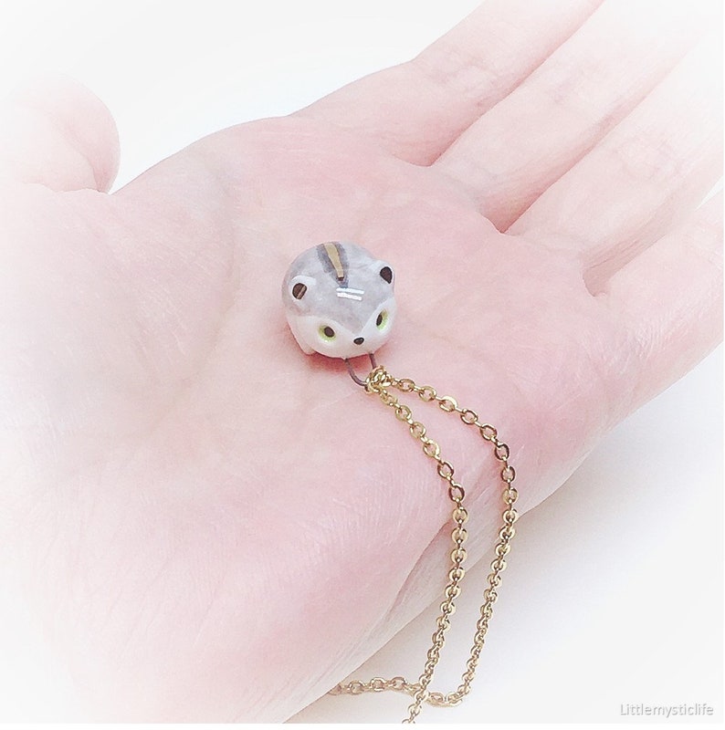 small porcelain hamster animal jewelry with 22k gold detail tiny dwarf hamster one of kind gift for pet owner Ceramic hamster necklace