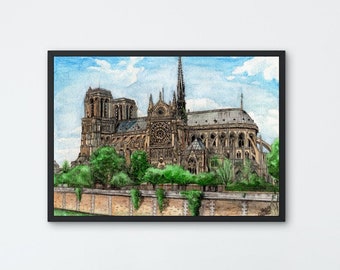 Notre Dame Print, Digital Download, PDF, Wall Art