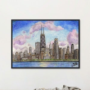 Chicago Skyline Print, Digital Download, PDF, Wall Art