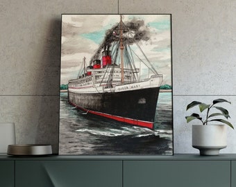 Queen Mary Print, Digital Download, PDF, Wall Art