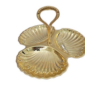 1969 Vintage Irving Ware Go Go Gold 3 Shell Server Tray RARE NY USA