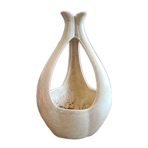 Vtg MCM Red Wing Pottery M-1487 Non Hanging Vase RARE beige Flecked w Tan C1951