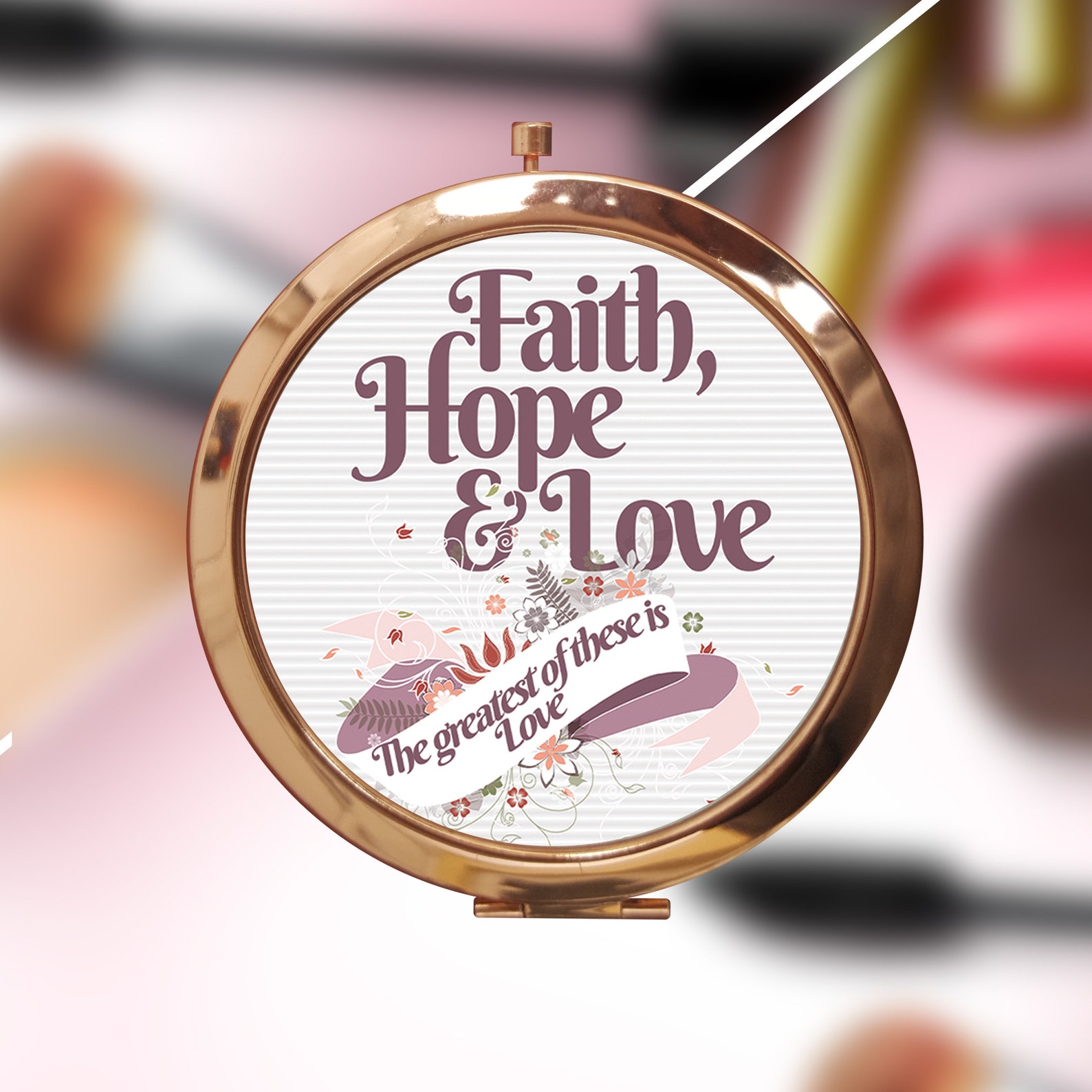 Christian Inspirational Personalised Compact Mirror. Unique Etsy