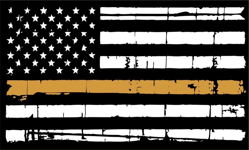 Some Gave All Police Fire Military Tattered Flag Decal Thin Gold Line Decal