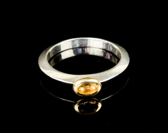 Stylish 9ct Yellow Gold and Silver Citrine Designer Ring