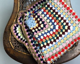 Charming Vintage Multicolour Baby/Lap Blanket, 1980s, Made In England