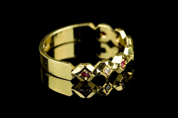Stunning 9ct Yellow Gold Ruby & Diamond Half Eter… - image 2