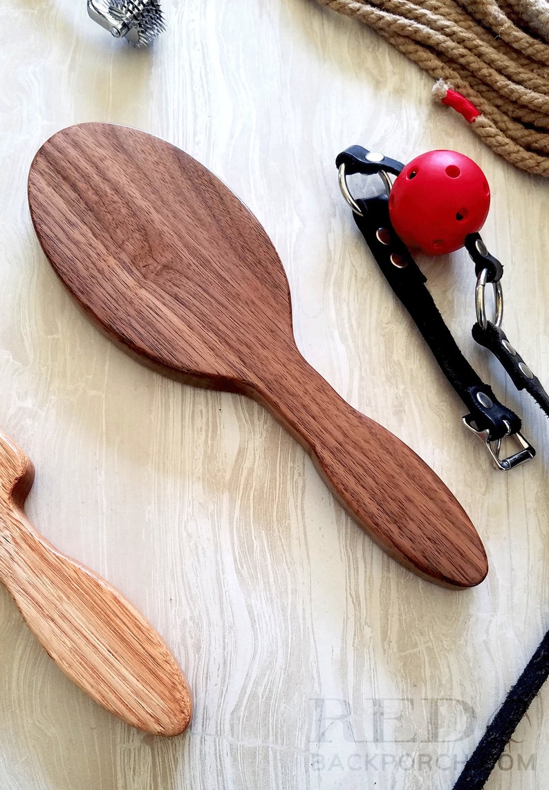 Hair Brush OTK Spanking Paddle in Black Walnut MATURE 