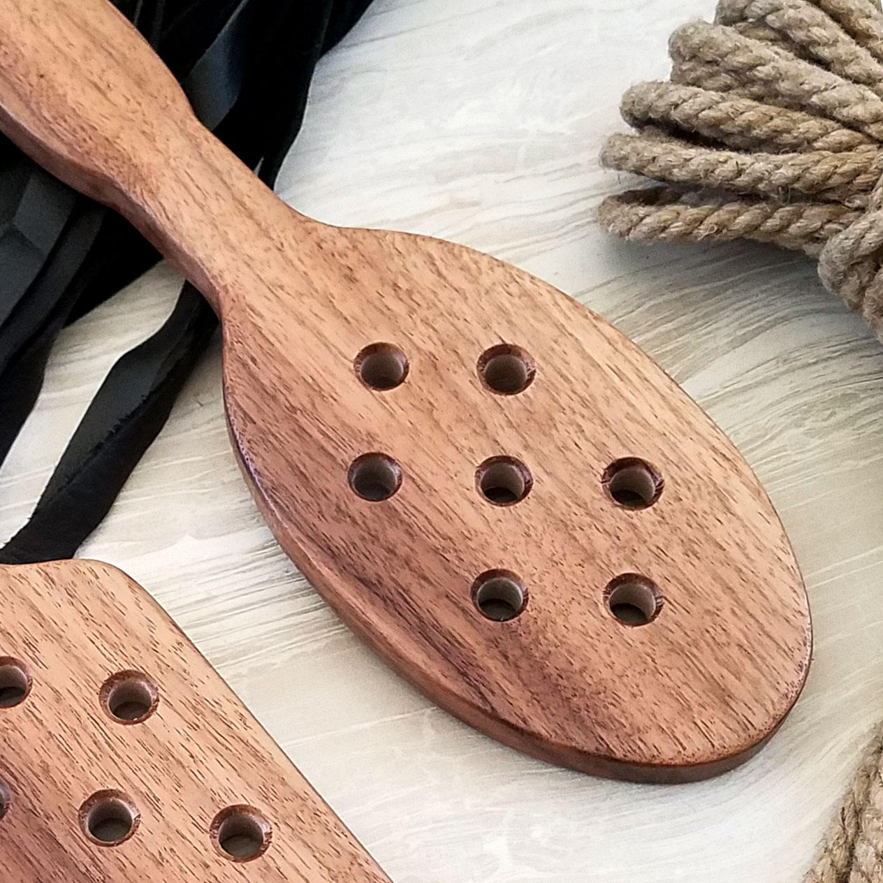 Hair Brush Spanking Paddle in Black Walnut with Holes for Etsy