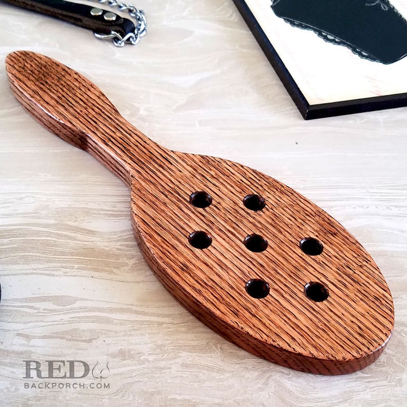 Oak Hair Brush Spanking Paddle with Holes in Dark Walnut Stain Etsy