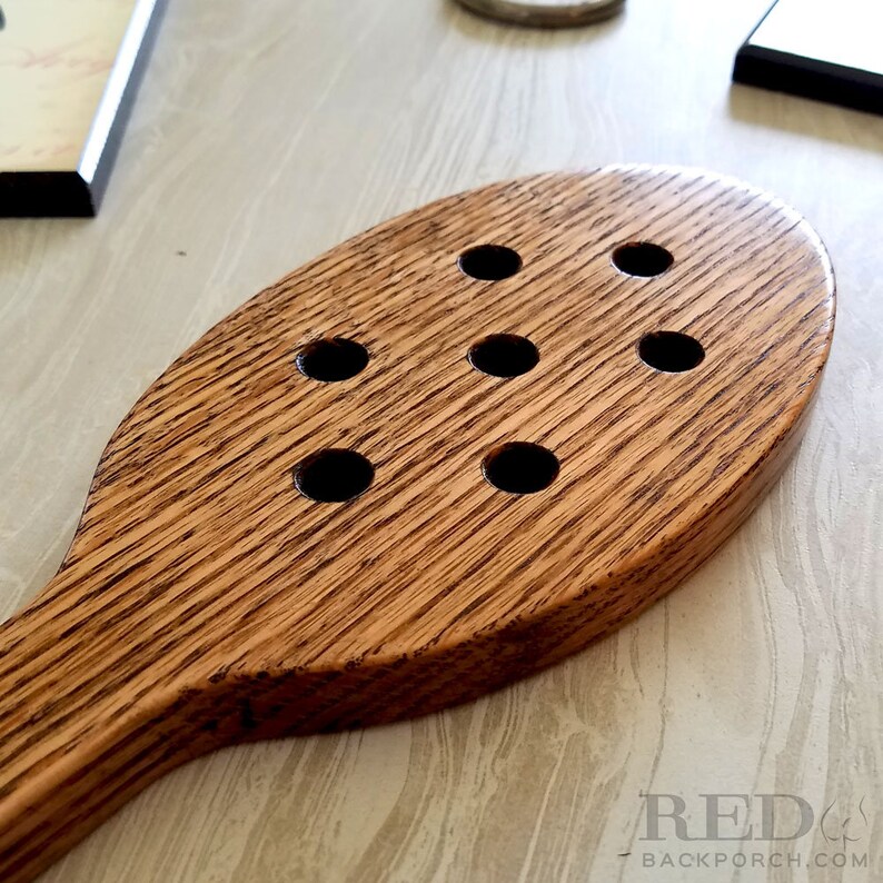 Oak Hair Brush Spanking Paddle with Holes in Dark Walnut Stain Etsy
