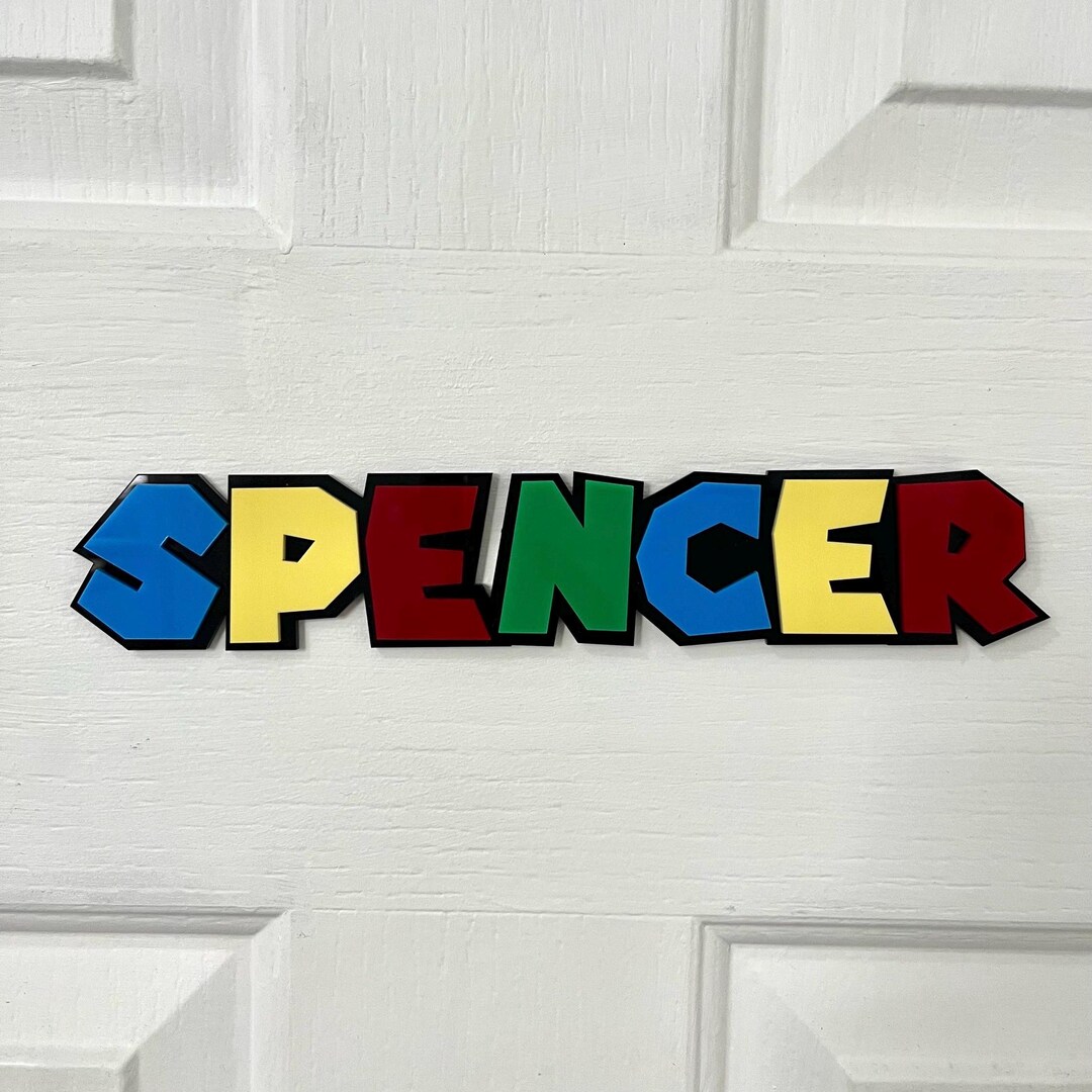 Personalised Kids Name Door & Wall Sign Super Mario Colours | Kids ...