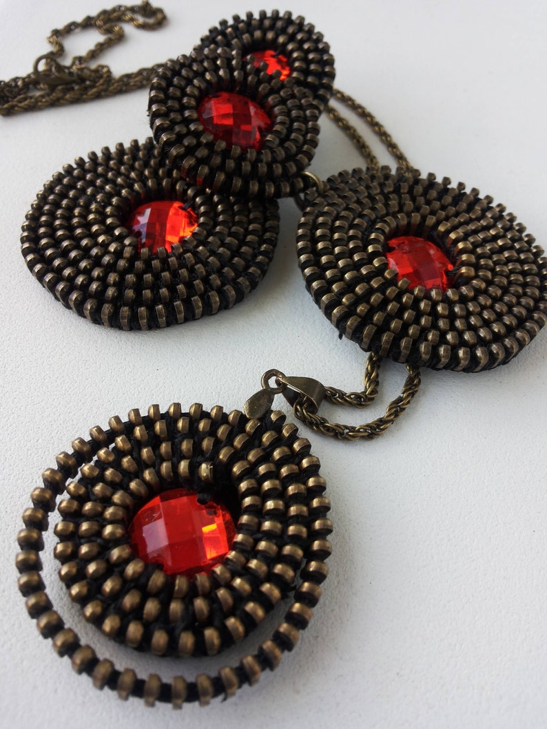 Geometric jewelry set Set with rhinestones Industrial jewelry Etsy