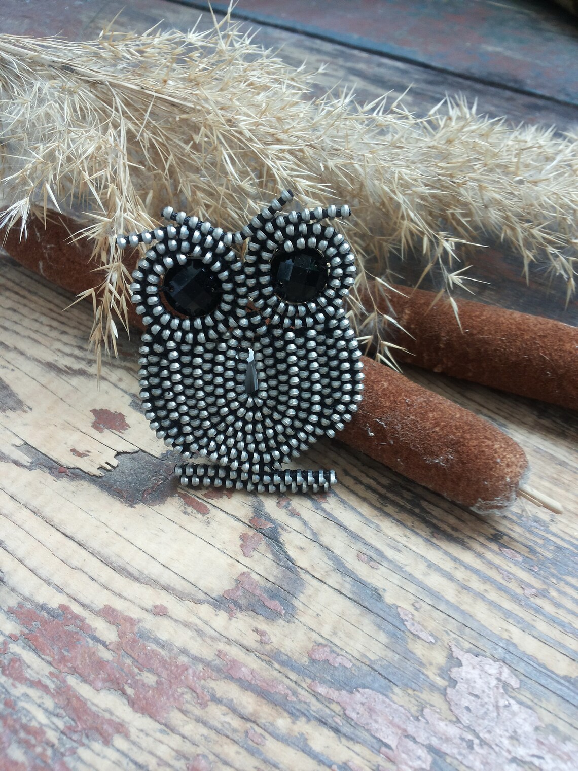 Owl brooch pin Bird brooch Owl Brooch Owl pin Zipper jewelry Etsy