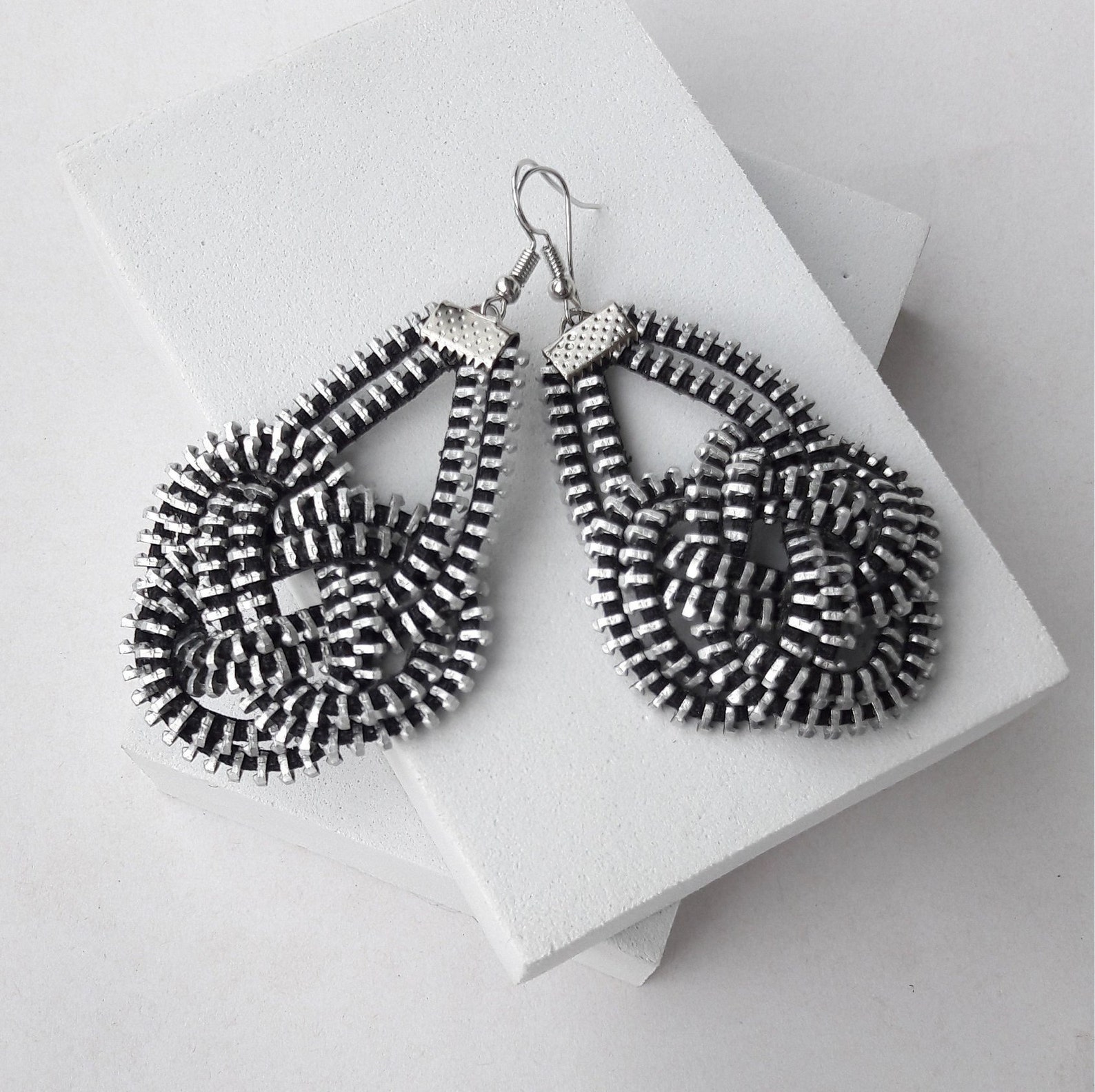 Industrial earrings Zipper jewelry Zipper earrings Industrial Etsy