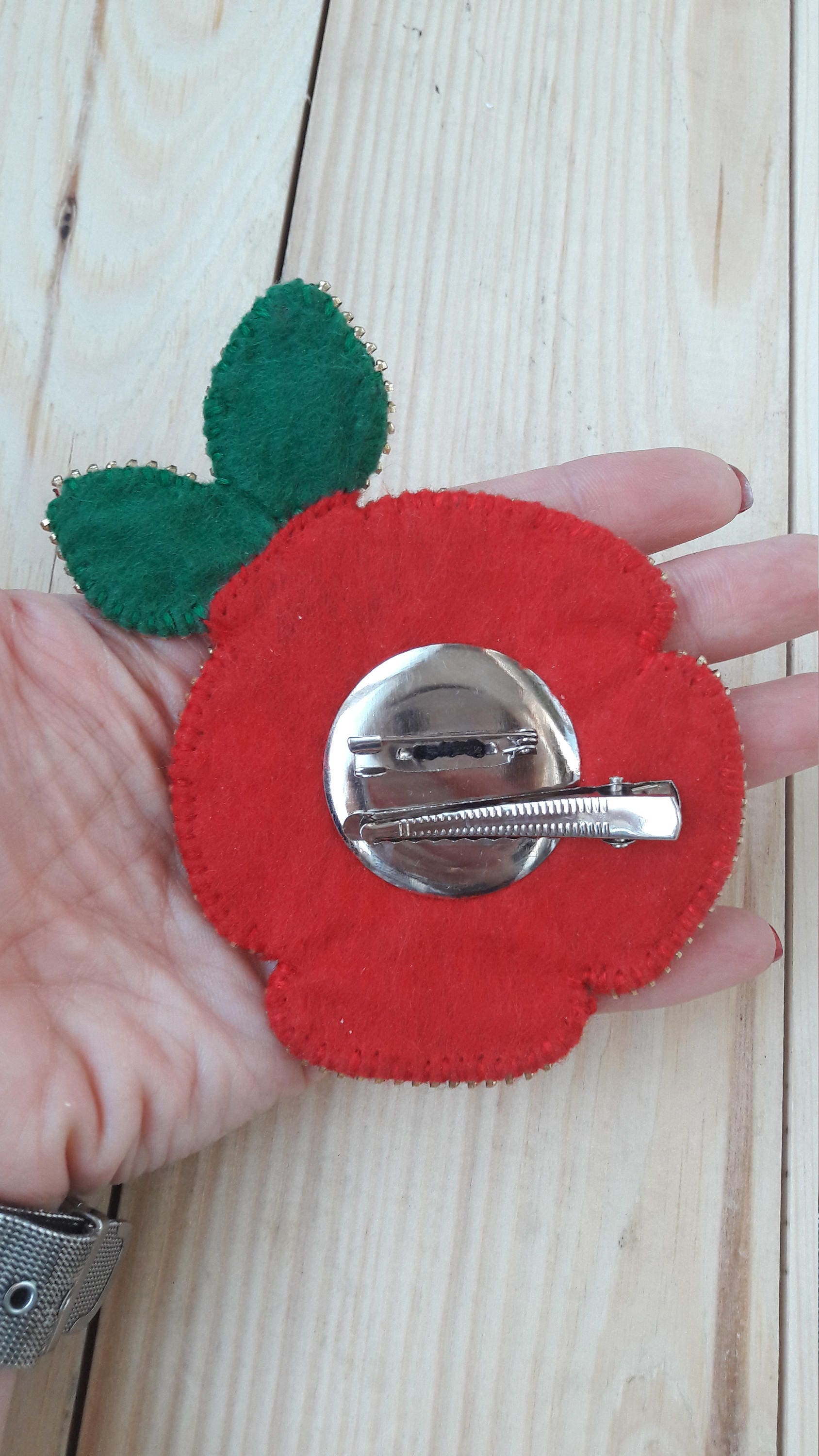 Red flower pin Poppy jewelry Poppy brooch Flower brooch Zipper Etsy