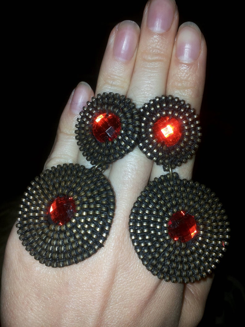 Geometric jewelry set Set with rhinestones Industrial jewelry Etsy