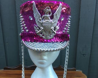 Pink and Silver Marching Hat